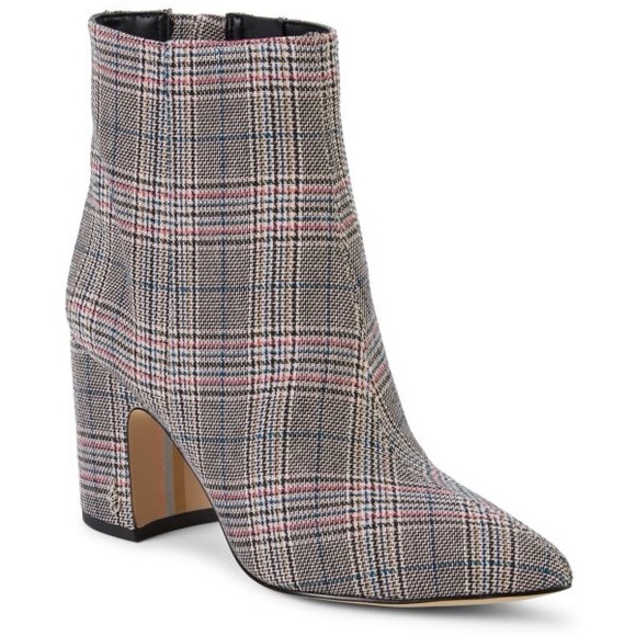 Sam Edelman Gray Plaid Hilty Booties w/ Pointed Toe - Size 8.5 - Picture 2 of 5
